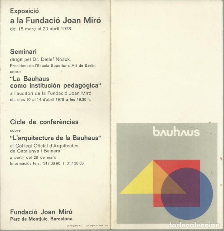Arte: Bauhaus. Fundaci&oacute; Joan Mir&oacute;, 1978. D&iacute;ptico de presentaci&oacute;n