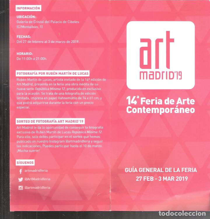 Arte: ART Madrid'19. 14&ordf; Feria de Arte Contempor&aacute;neo. Guia General. Triptico. Febrero 2019.Incluye entrada