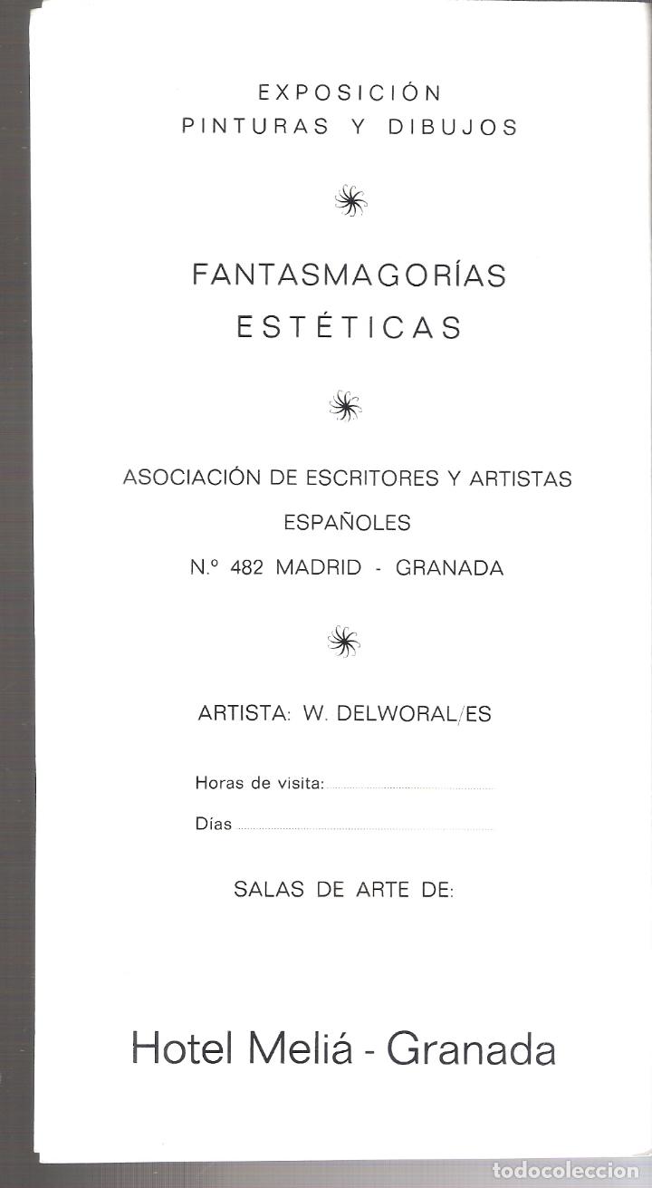 Art: W, DELWORAL/ES Fantasmagor&iacute;as est&eacute;ticas. Hotel Melia Granada. Diptico21x13 cm. + Recorte Prensa