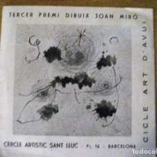 Art: CATALOGO TERCER PREMI DE DIBUIX JOAN MIRÓ . CERCLE ARTISTIT SANT LLUC . BARCELONA 1964. Lote 313084608