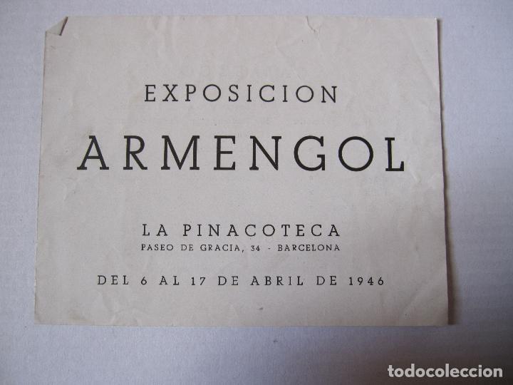 Arte: EMILI ARMENGOL. LA PINACOTECA, 1946. BARCELONA. 1 DIPTICO EXPOSICION