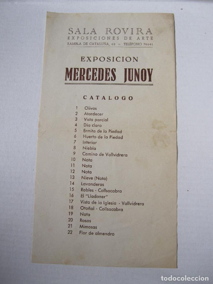 Arte: MERCEDES JUNOY. SALA ROVIRA. . BARCELONA. 1 HOJA SOLO UNA CARA