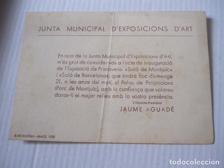 Arte: INVITACI&Oacute;N EXPOSIC&Oacute; DE PRIMAVERA, 1933, BARCELONA, TARJETON