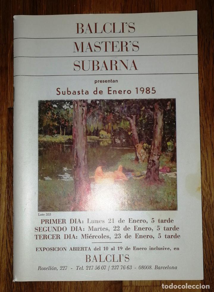 Arte: BALCLI'S, MASTER'S, SUBARNA : presentan Subasta de Enero 1985. - Barcelona