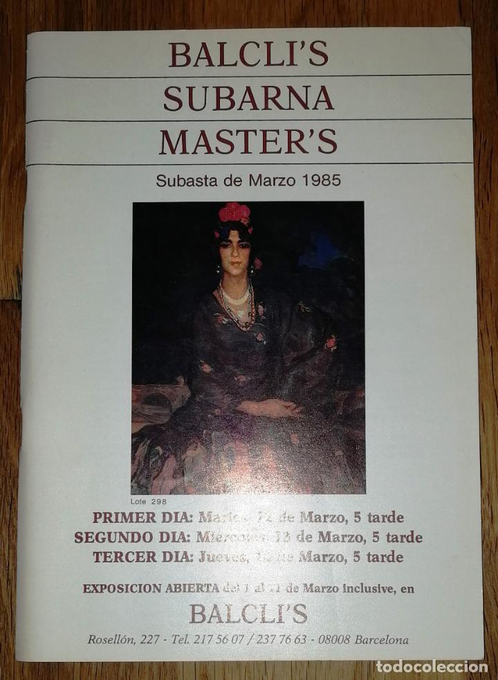 Arte: BALCLI'S, MASTER'S, SUBARNA : presentan Subasta de Marzo 1985. - Barcelona