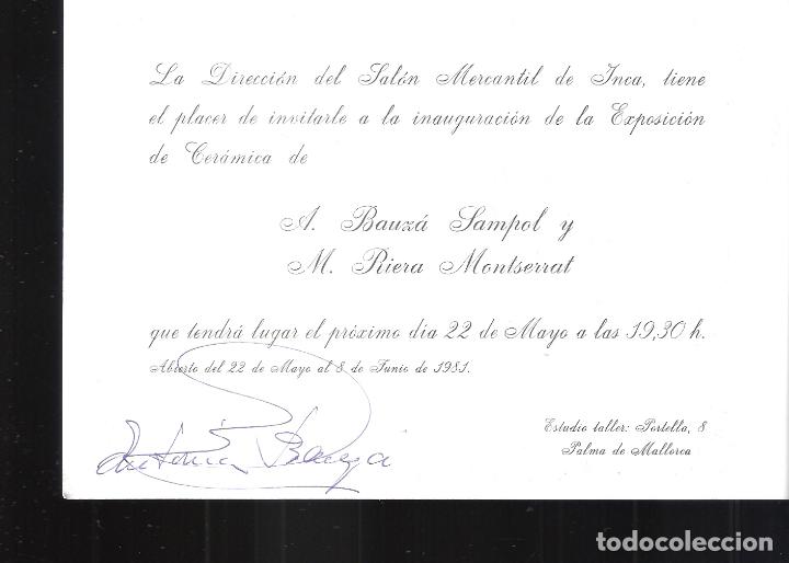 Arte: A. Bauz&aacute; Sampol y M. Riera Montserrat. Cer&aacute;micas. Mayo 1981. Sal&oacute;n Mercant&iacute;l.Inca, Tarjeta 17x11 cm.