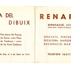 Arte: CATÁLEG ”FIRA DEL DIBUIX” SALA RENART , BARCELONA ( JUNY-JULIOL 1933 ). Lote 399106724