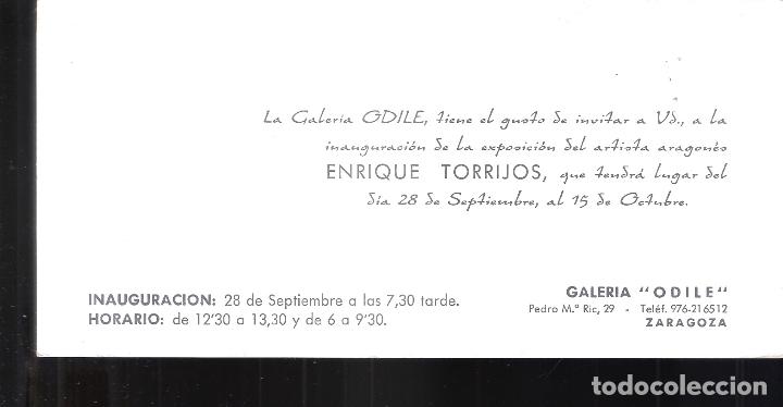 Arte: Enrique Torrijos, Galer&iacute;a Odile, Zaragoza. Tarjeta inauguraci&oacute;n 21X10 cm