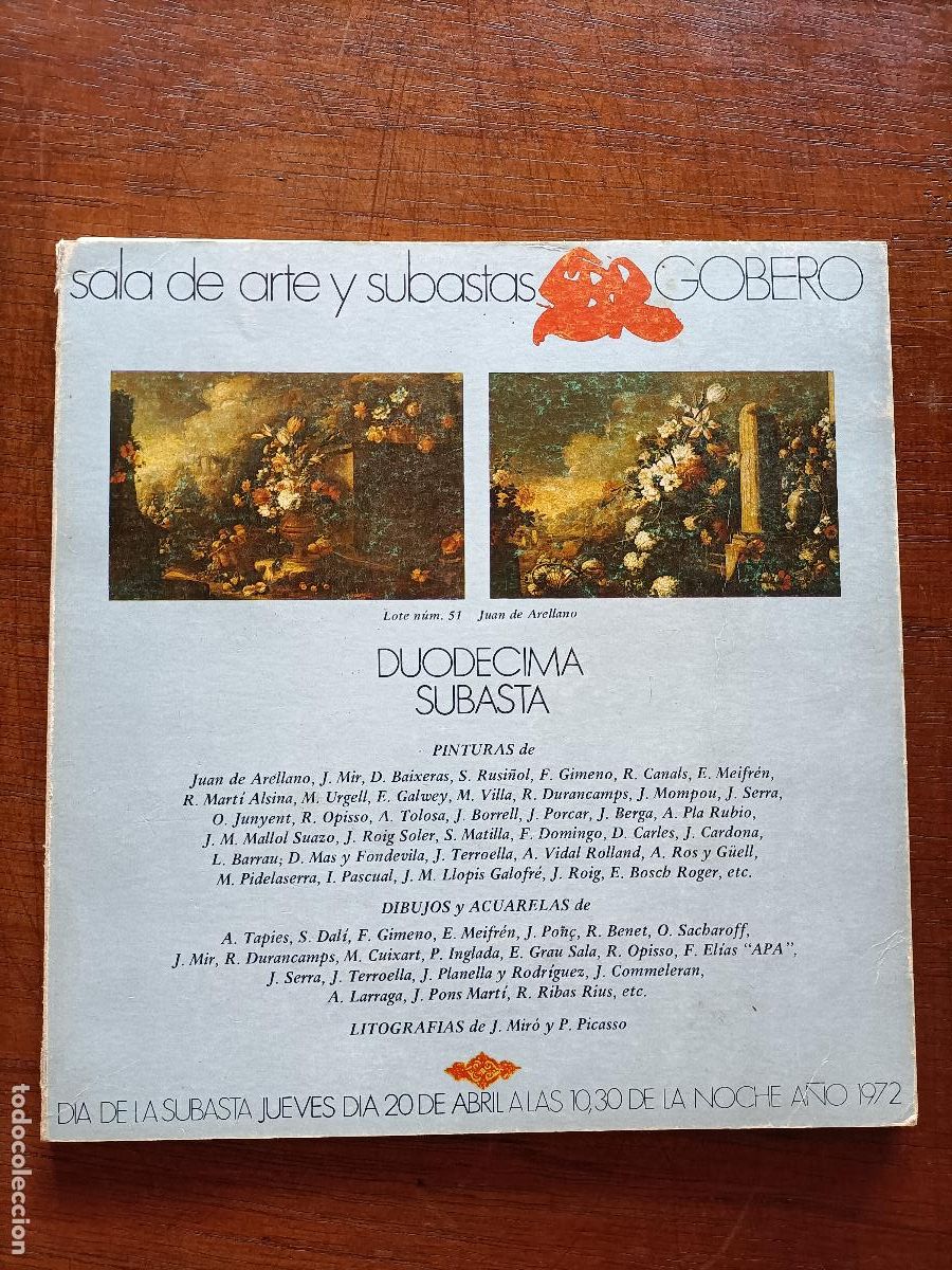 Art: catalogo subastas gobero - abril de 1972