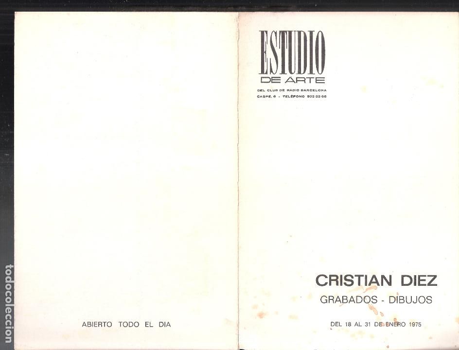 Arte: Cristian Diez. Estudio de Arte. Club de Arte Barcelona. Enero 1975. 21X14 cm. Diptic +