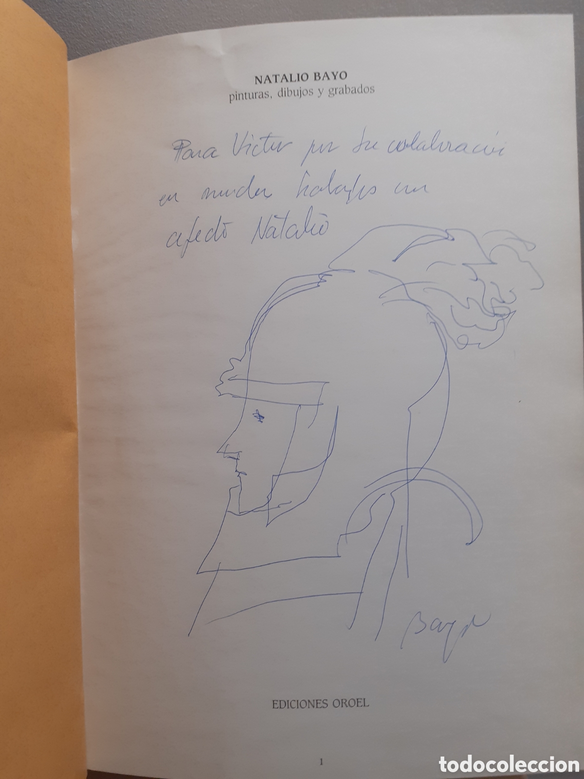 Arte: Natalio Bayo. Dibujo con dedicatoria en libro. - Foto 2