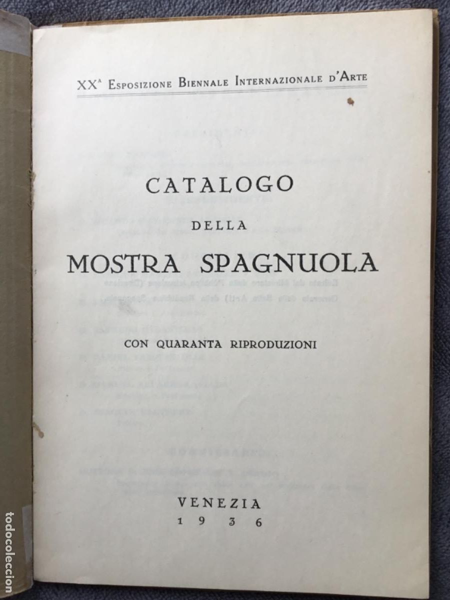 Arte: CAT&Aacute;LOGO DELLA MOSTRA SPAGNUOLA // 1936 // EXPOSIZIONE BIENNALE VENEZIA