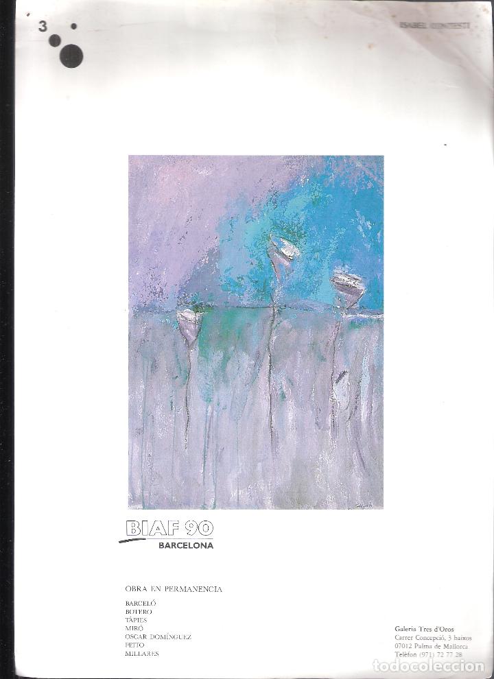 Kunst: Isabel Contesti. Galer&iacute;a Tres d'Oros. BIAF 90, Barcelona. Hoja. 29X21 cm.