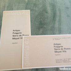 Arte: CATÀLEG I INVITACIÓ. 1974 AIGUAFORTS D' ARTIGAU, PUIGGRÒS, SERRA DE RIVERA, MIQUEL VILÀ. GALERIA 42