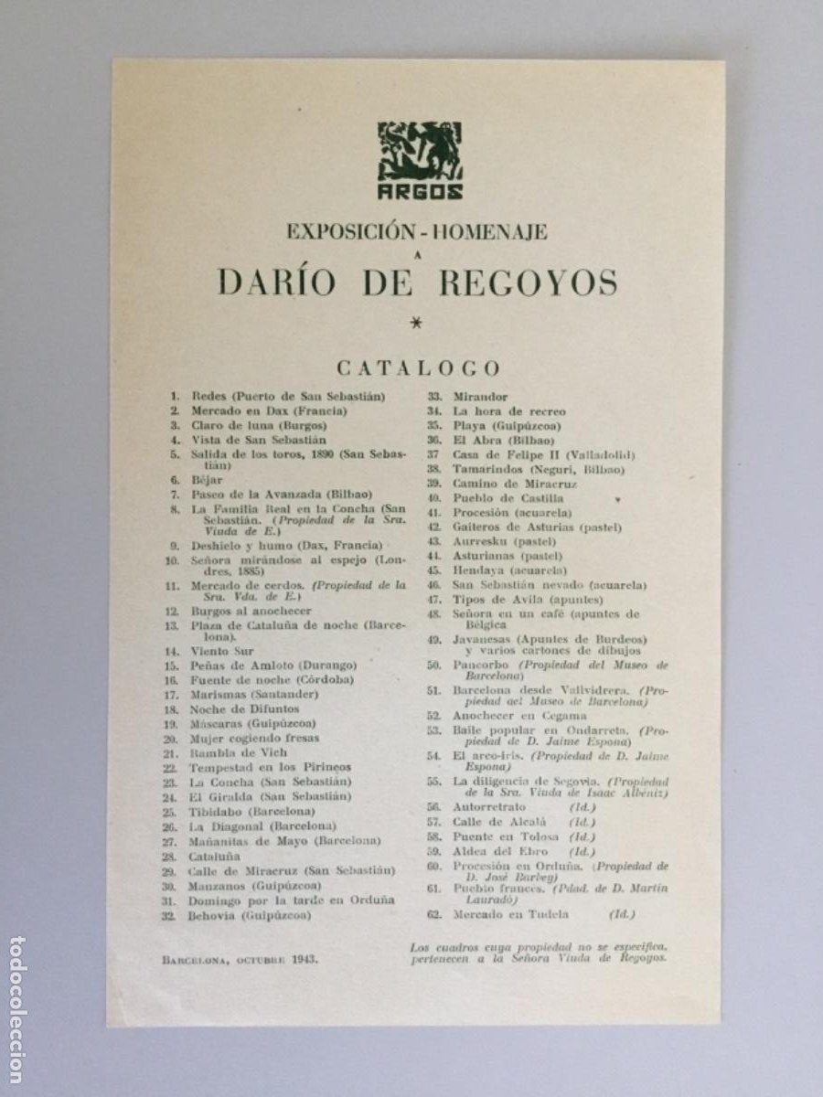 dario de regoyos // catálogo invitación exposic - Compra venta en  todocoleccion