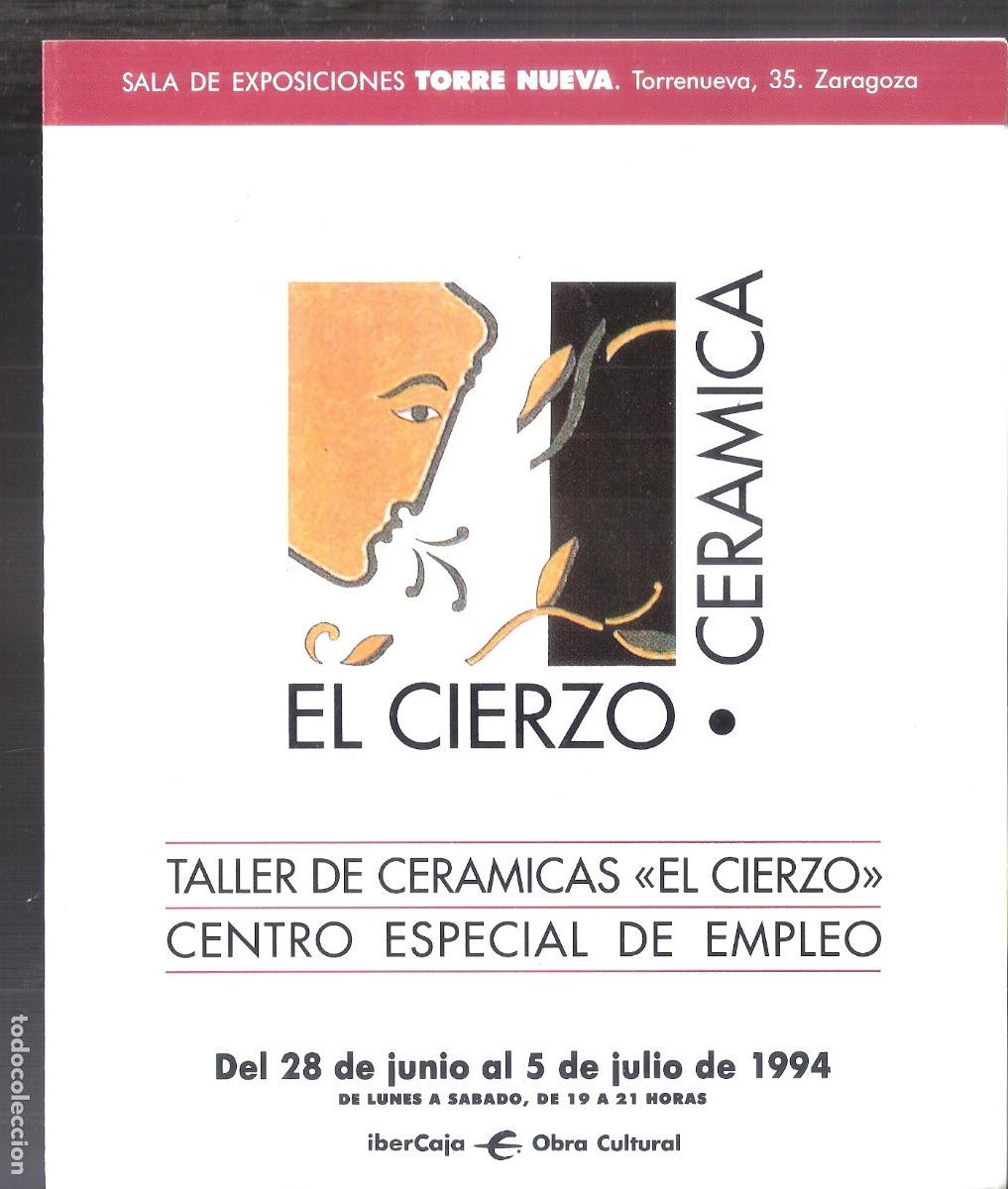 Arte: Ceramicas El Cierzo. Taller. Junio 1994. Torre Nueva. Ibercaja. Diptico. 20X17 cm.