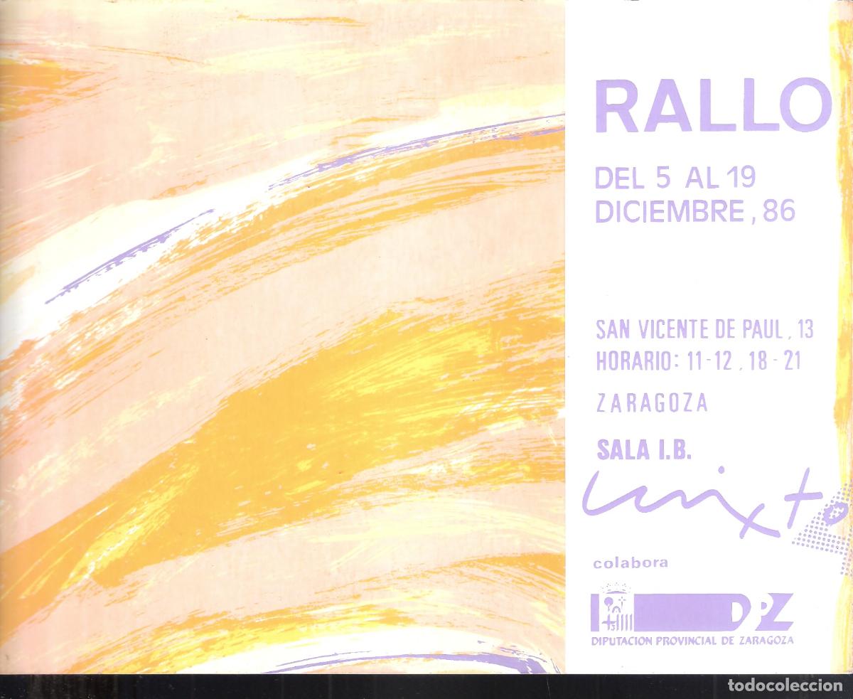 Arte: Rayo. Acr&iacute;licos. Diciembre 1986. Sala I.B. Mixto 4. D&iacute;ptico. 22X17 cm.