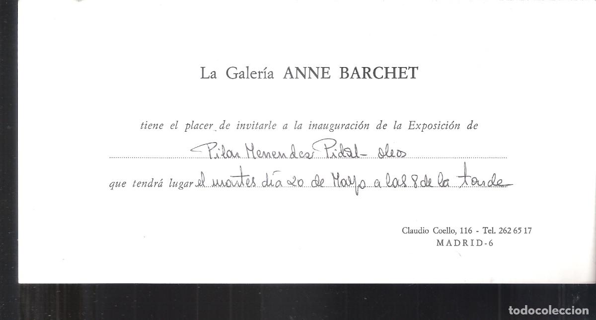 Art: Pilar Menendez Pidal. Mayo 1975. Galer&iacute;a Anne Blarchet, Madrid. Tarjeta. 21x11 cm.