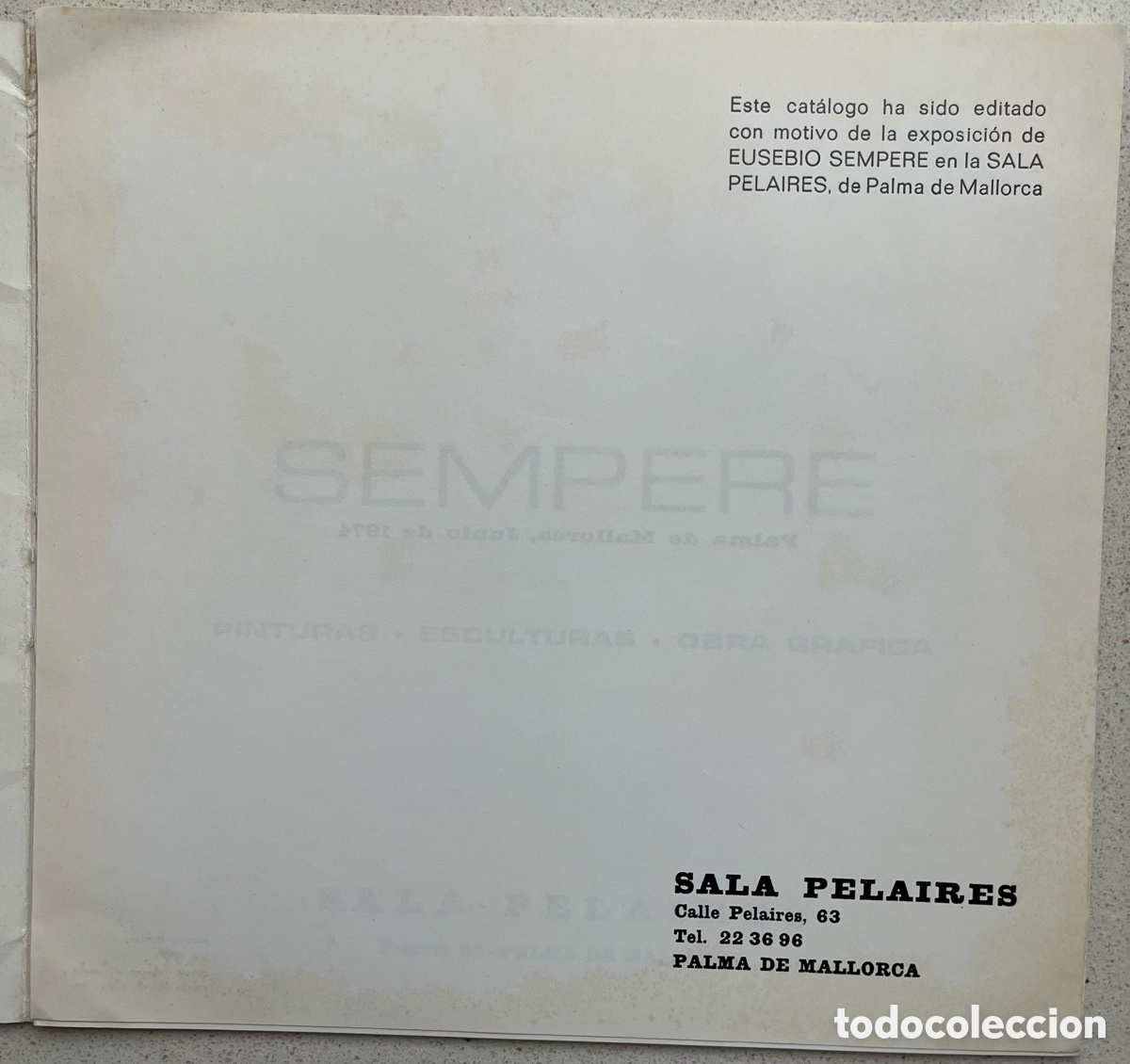 Arte: Cat&aacute;logo Eusebio Sempere. Sala Pelaires 1974 - Foto 2