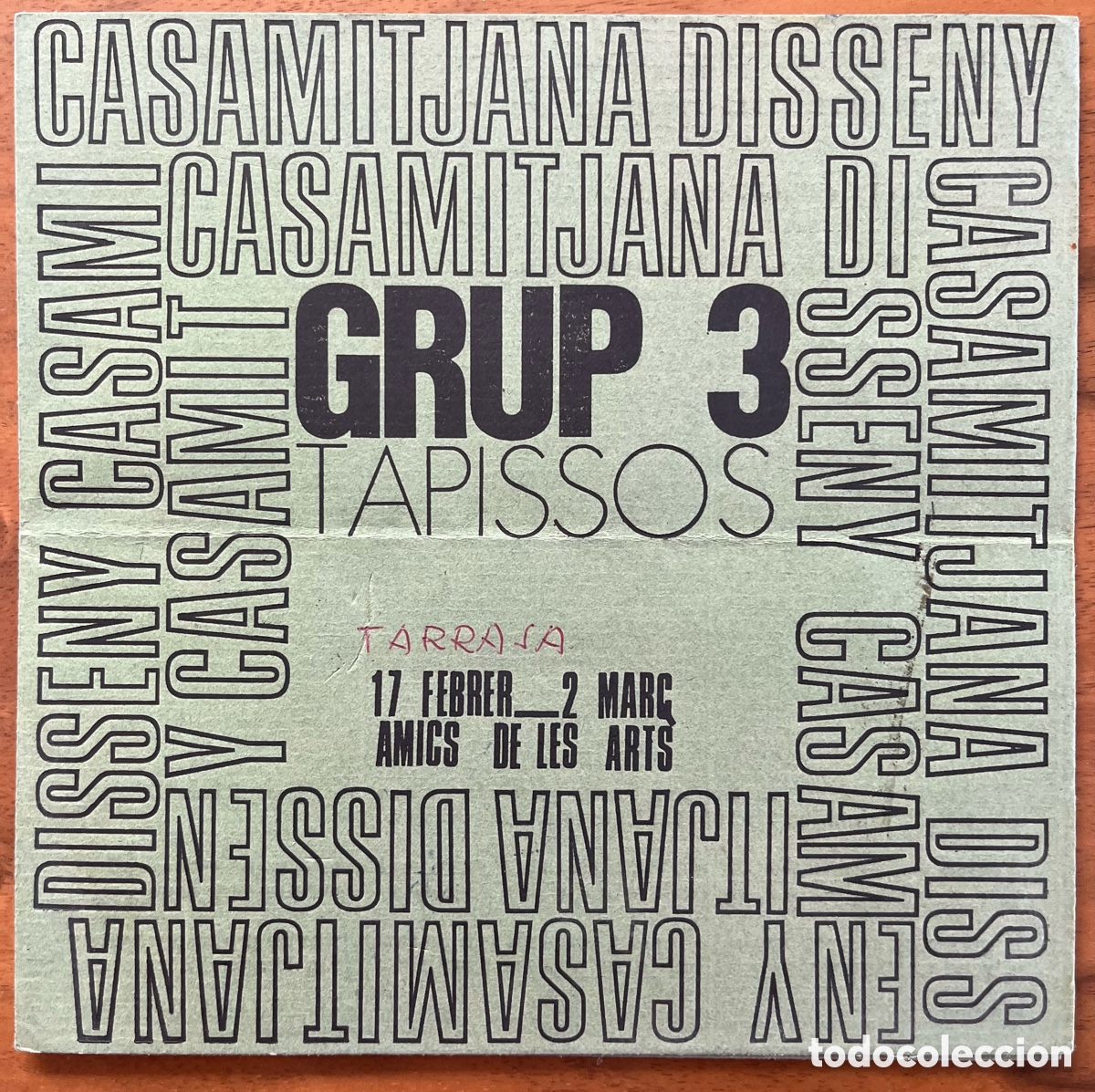 Arte: D&iacute;ptic. Exposici&oacute; GRUP 3 TAPISSOS Casamitjana Diseny. 1973