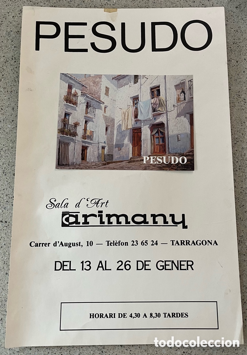 Arte: Cartell Exposici&oacute;. Manuel Pesudo Sala d&rsquo;Art Arimany 1987