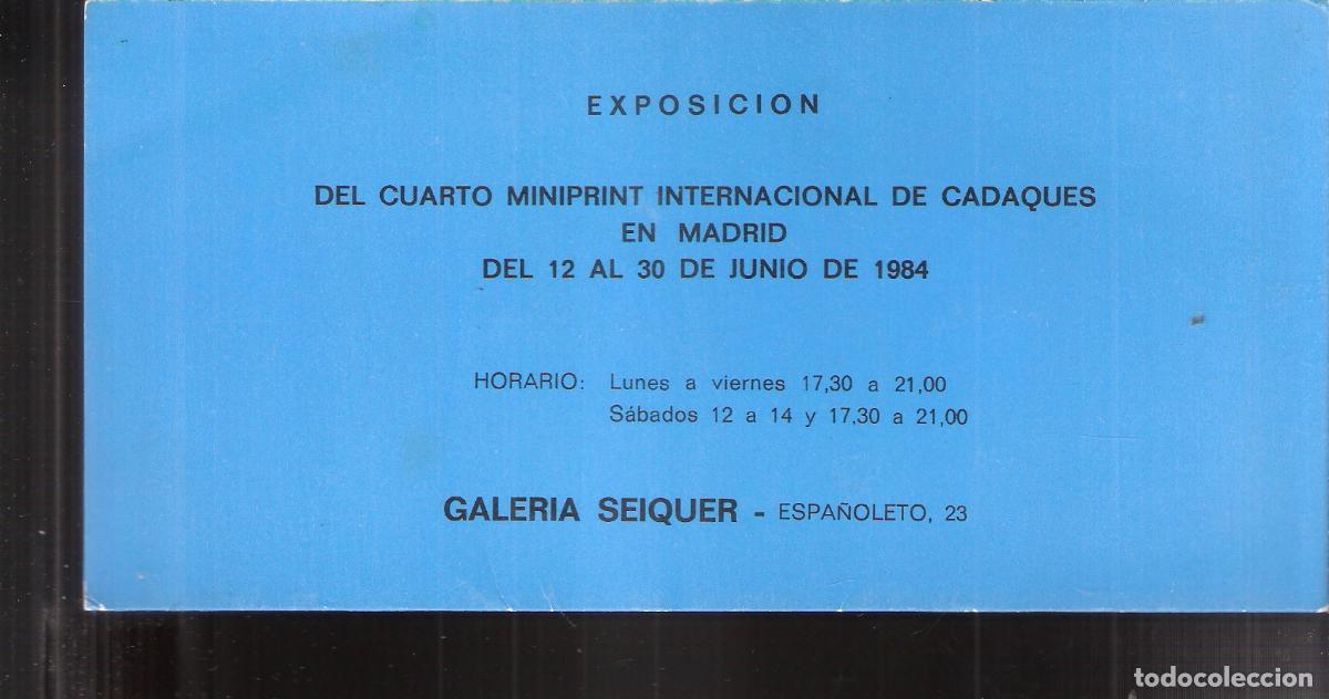 Kunst: Del Cuarto Miniprint Internacional de Cadaques en Madrid. Junio 1984. Galer&iacute;a Seiquer, Madrid. Tript