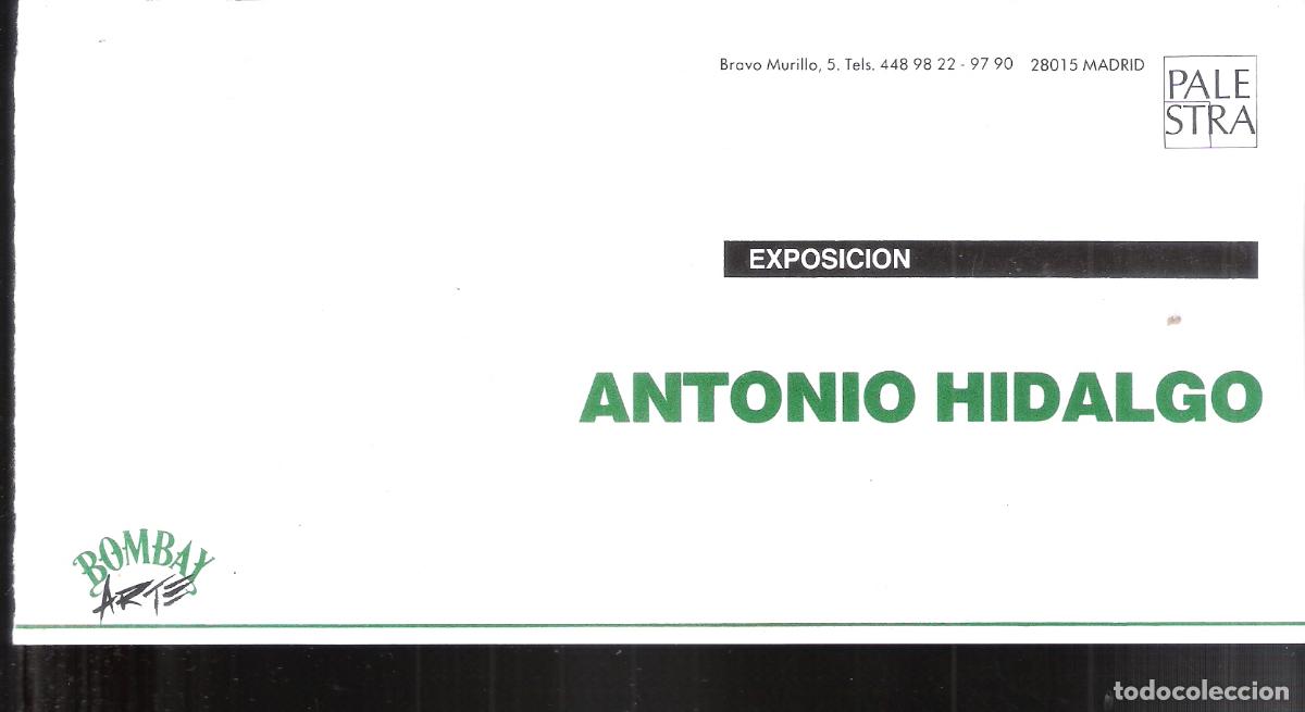 Art: Antonio Hidalgo. Mayo 1990. Galer&iacute;a Palestra, Madrid. 2 Tarjetas. 21x11 cm.
