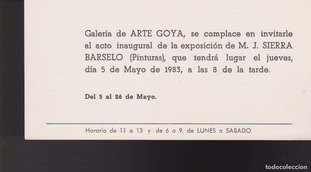 Arte: M.J. Sierra Barselo. Mayo 1983. Galer&iacute;a de Arte Goya, Zaragoza. D&iacute;ptico. 22x17 cm.