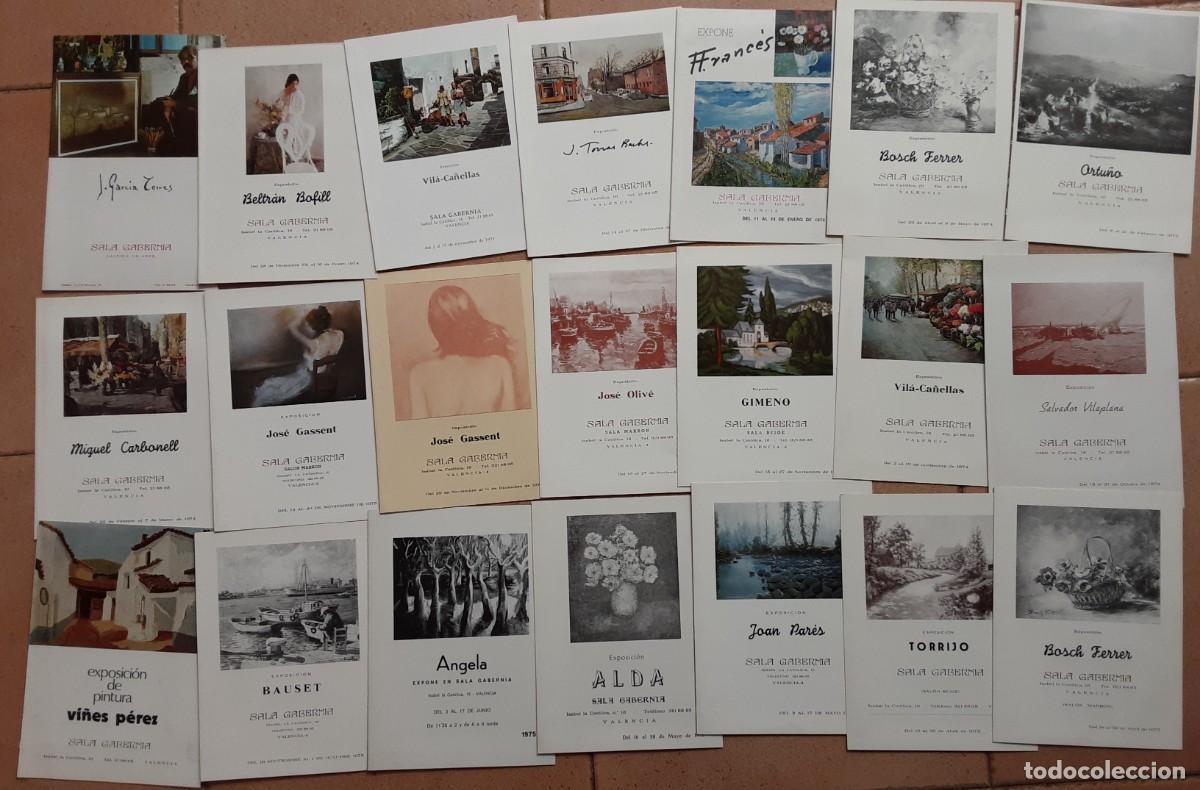 Arte: Lote de 44 folletos o cat&aacute;logos de exposiciones de pintura sala Gabernia Valencia