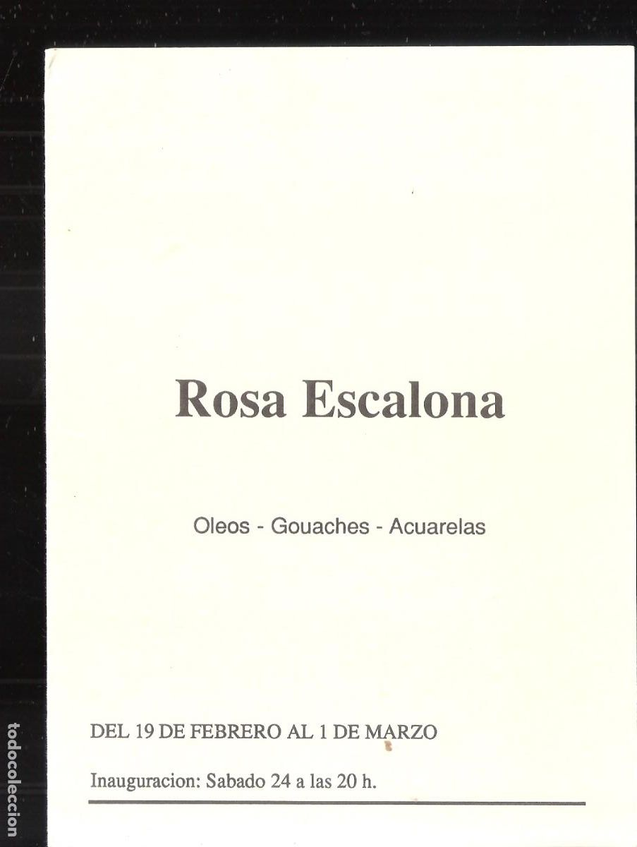 Arte: Rosa Escalona. Febrero 1990. Galer&iacute;a de Arte Burgo Centro. Las Rozas. Diptico. 17x12 cm.