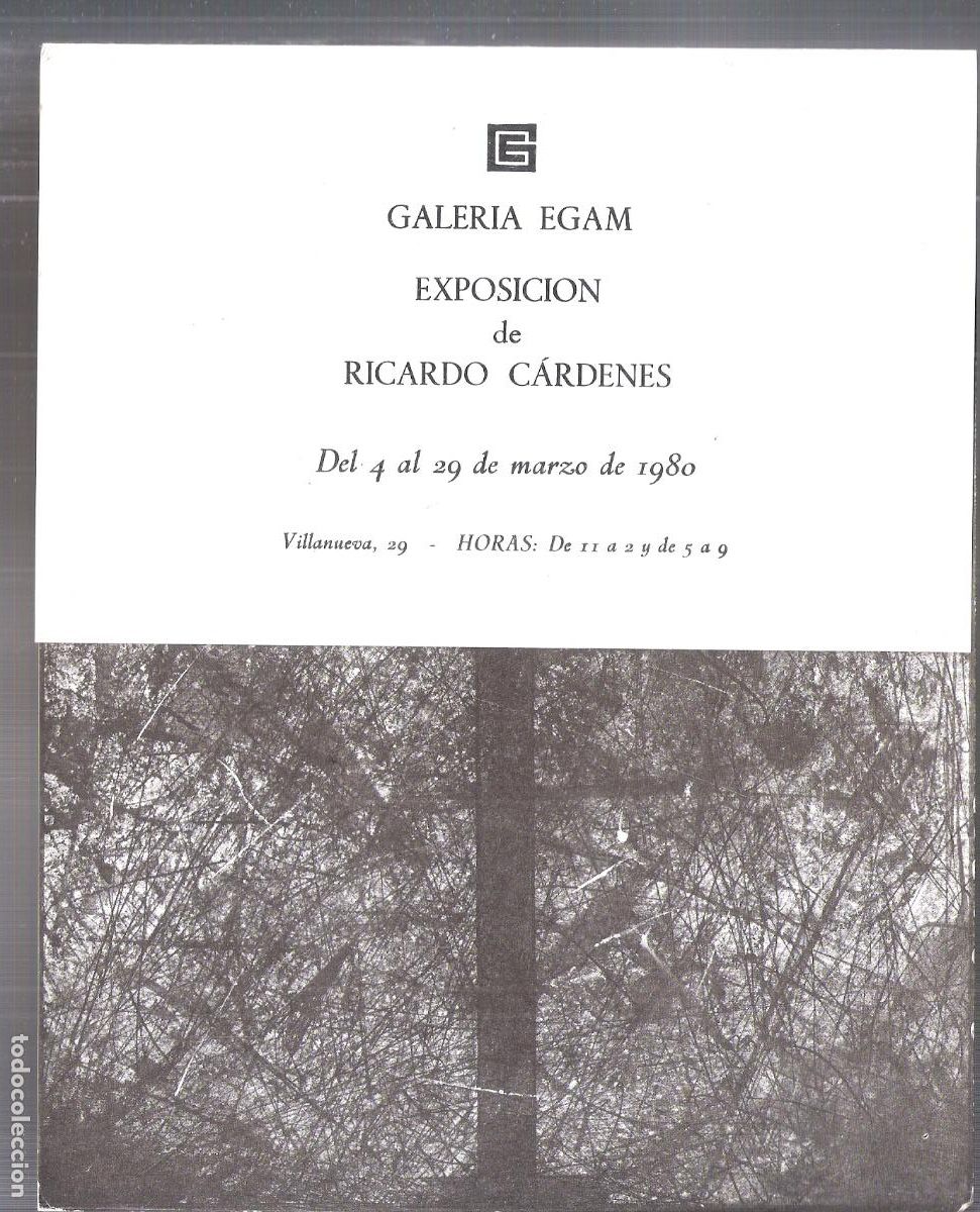 Arte: Ricardo Cardenes. Marzo 1980. Galer&iacute;a Egam. Madrid. Diptico. 21x17 cm.