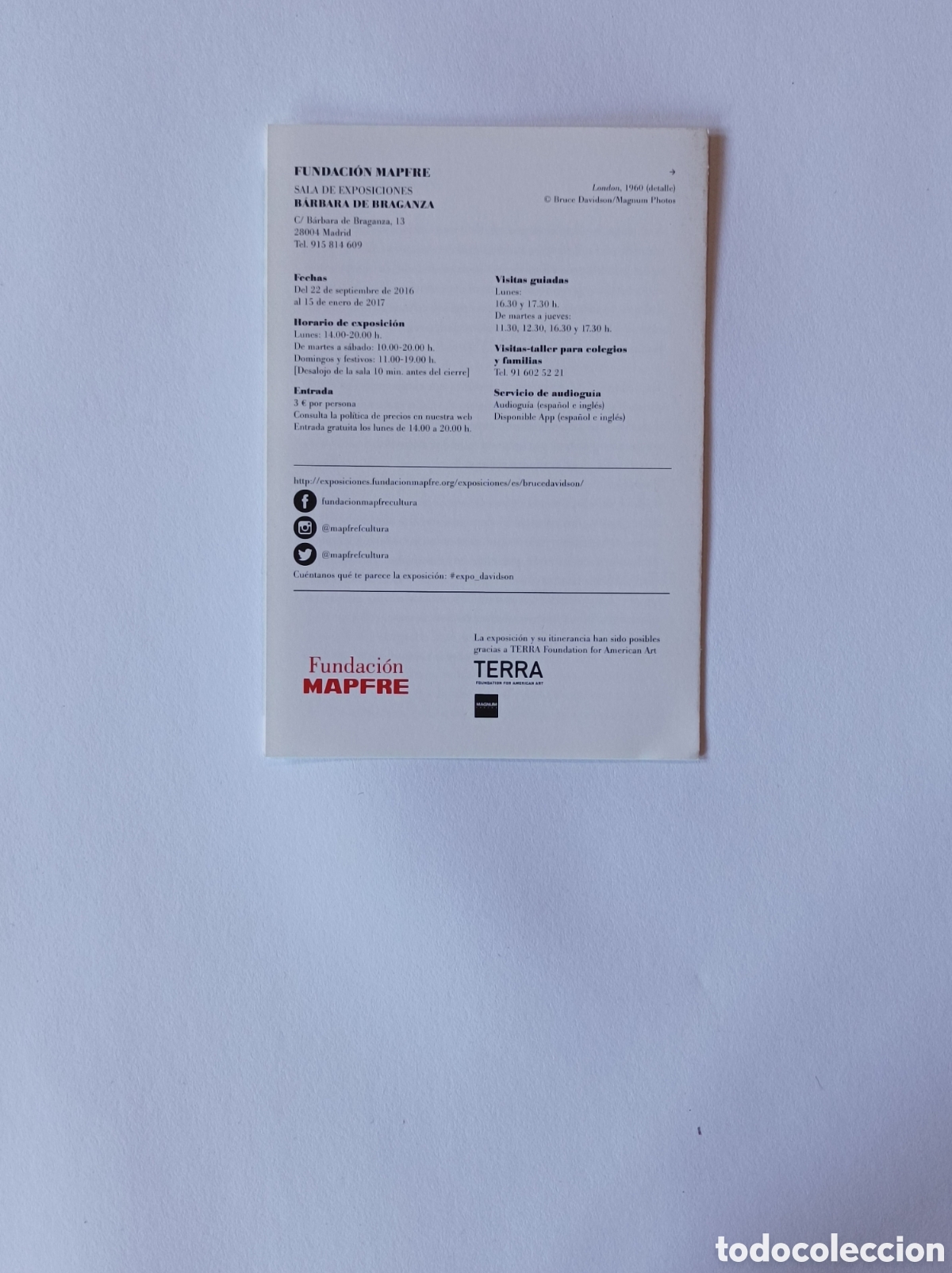 Arte: BRUCE DAVIDSON. PROGRAMA EXPOSICI&Oacute;N FUNDACI&Oacute;N MAPFRE. - Foto 2