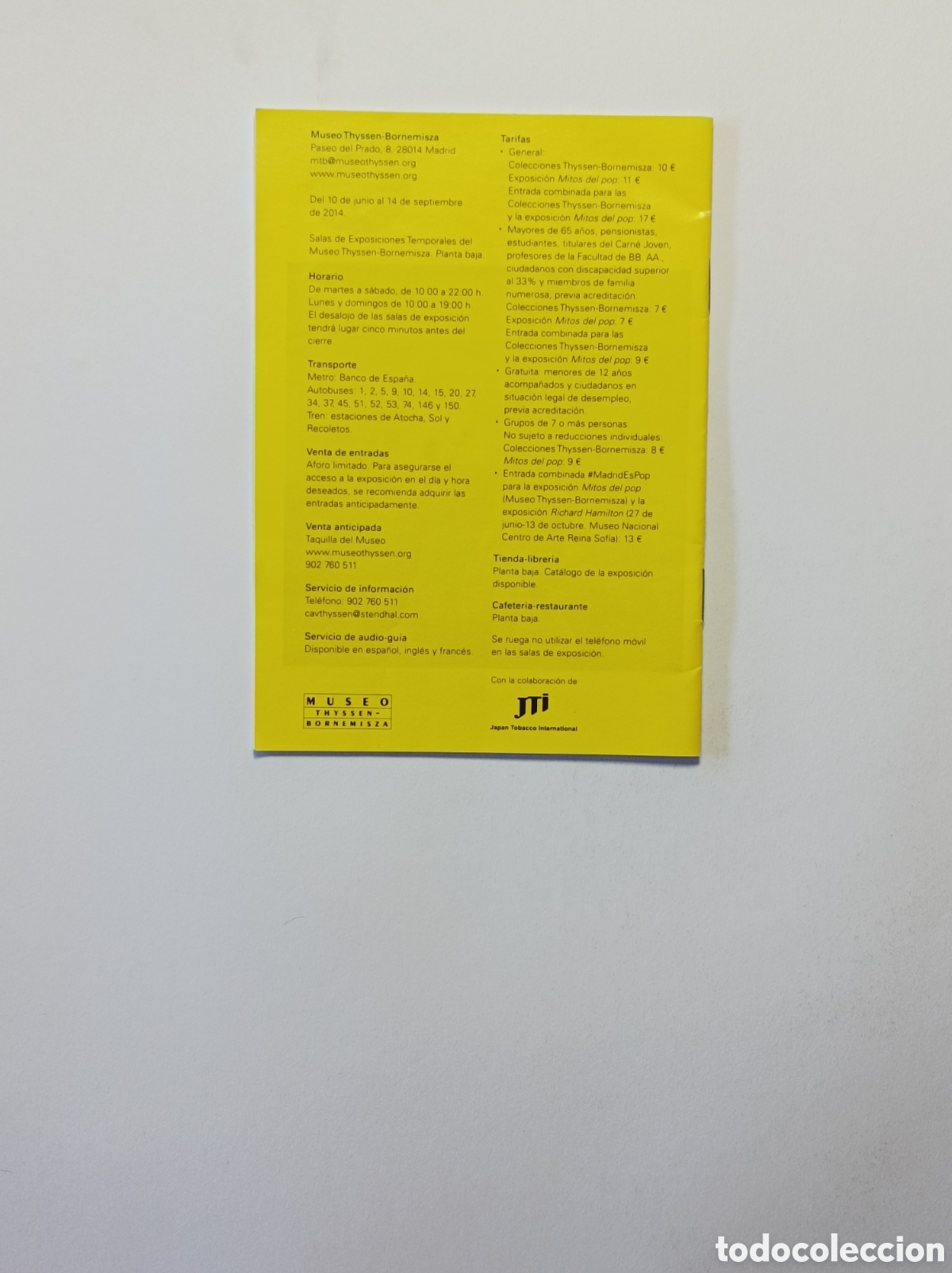 Arte: MITOS DEL POP. PROGRAMA EXPLICATIVO EXPOSICI&Oacute;N MUSEO THYSSEN. 2014. - Foto 2