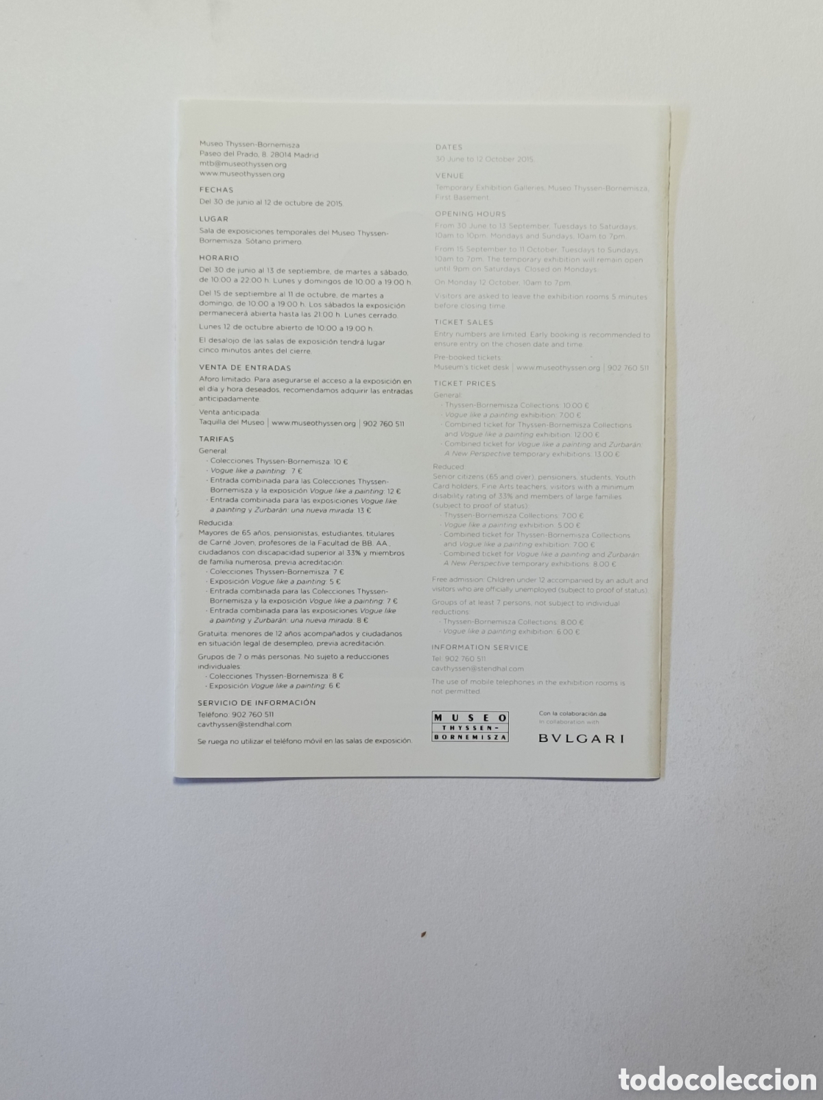 Arte: VOGUE. LIKE A PRINTING. PROGRAMA EXPLICATIVO EXPOSICI&Oacute;N MUSEO THYSSEN. 2015. - Foto 2