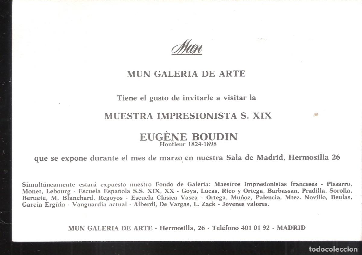 Art: Eug&egrave;ne Boudin. Impresioniso s.XIX. Mun Galer&iacute;a de Arte. Madrid. Tarjeta. 16x11 cm.