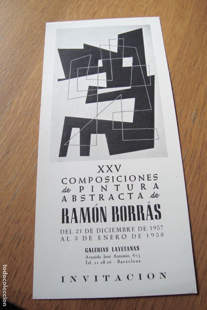 Arte: INVITACION XXV PINTURA ABSTRACTA. RAMON BORRAS. GALERIAS LAYETANAS BARCELONA 1957-1958.