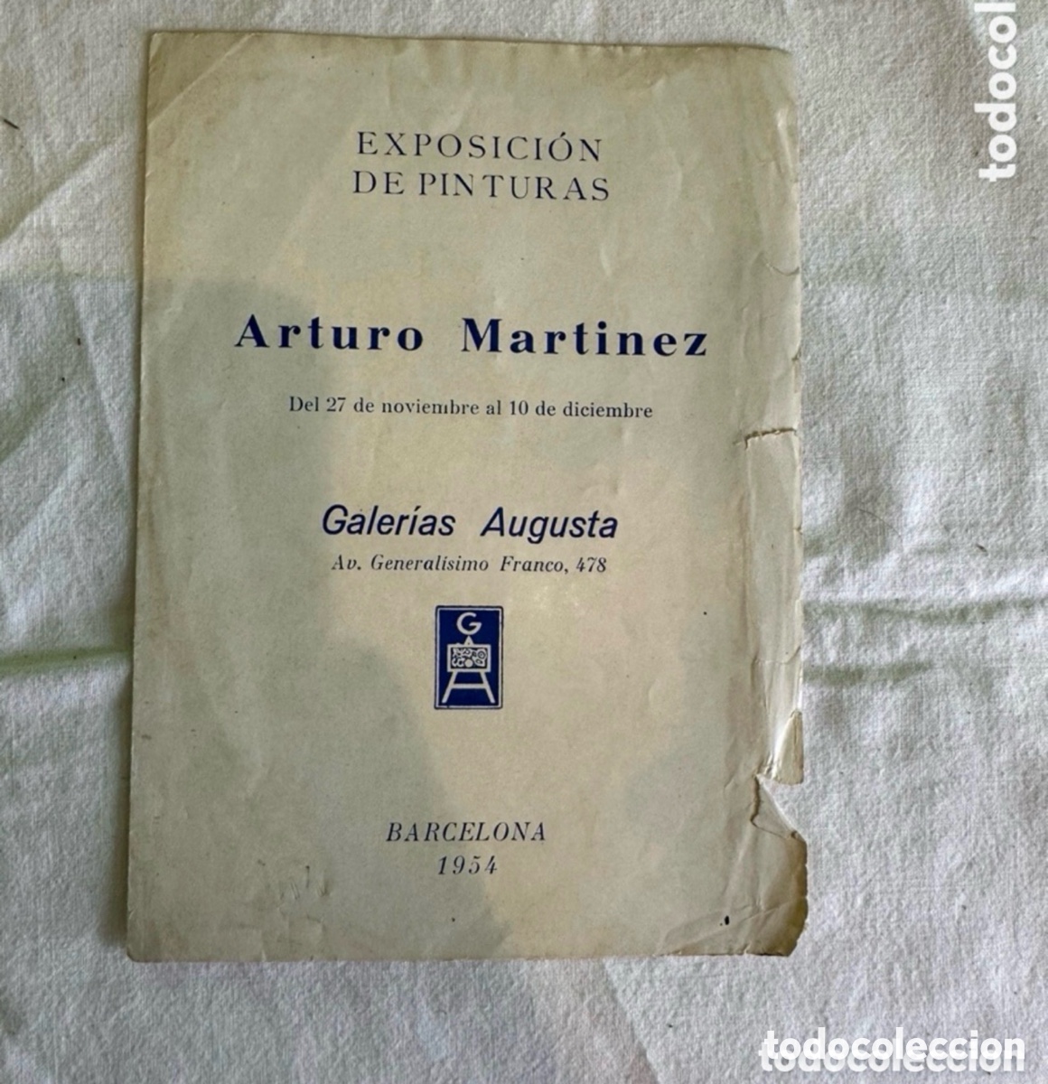 Arte: EXPOSICI&Oacute;N DE PINTURAS Arturo Martinez Galer&iacute;as Augusta 1954