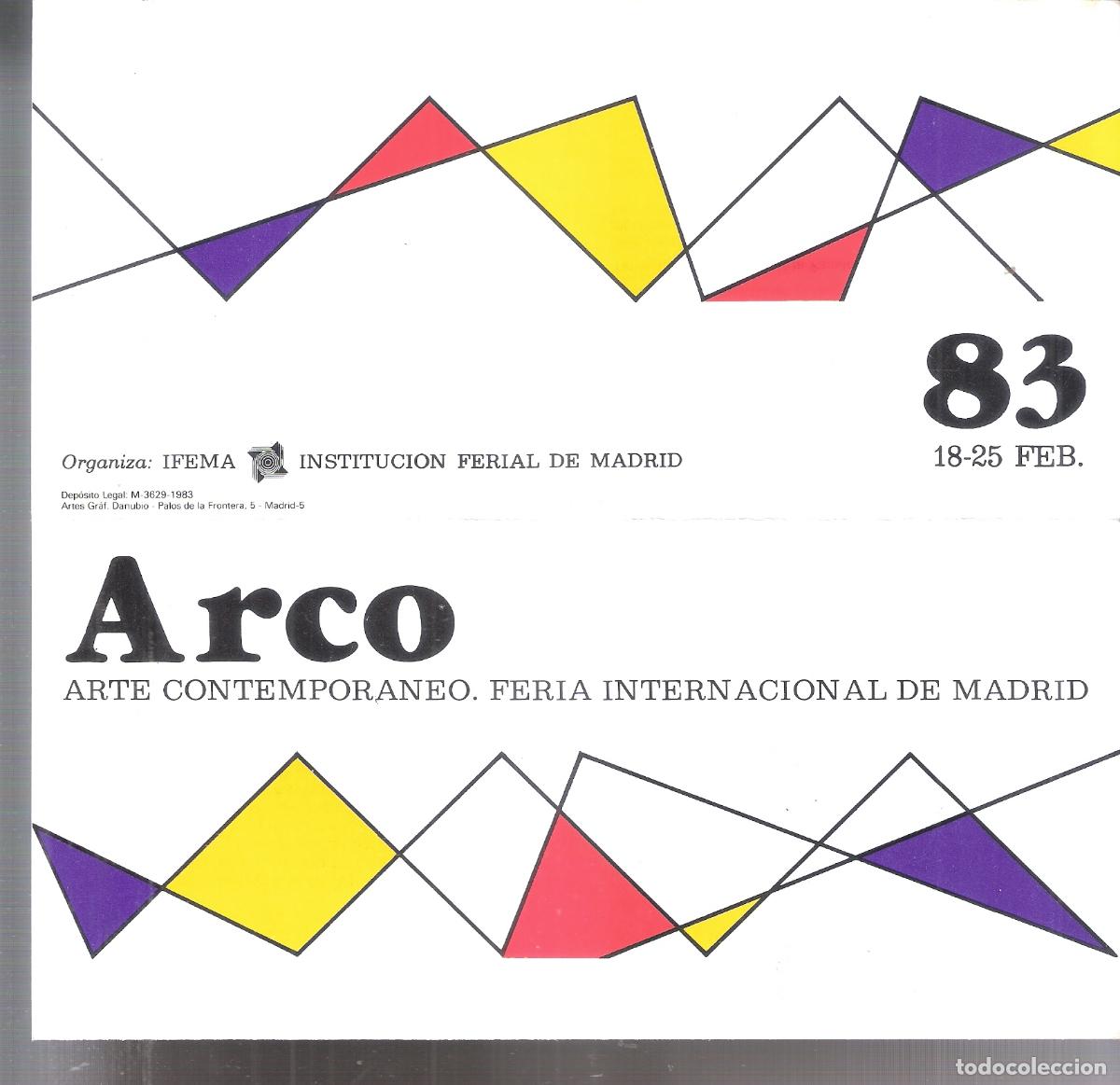 Arte: ARCO 83. Madrid. Febrero 1983. Informaci&oacute;n general. Cuadriptico. 21x10 cm.