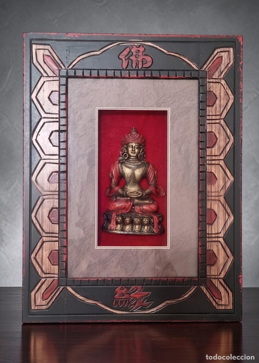 Arte: Cuadro decorativo de inspiraci&oacute;n budista El Buda Eterno,relieve enmarcado.