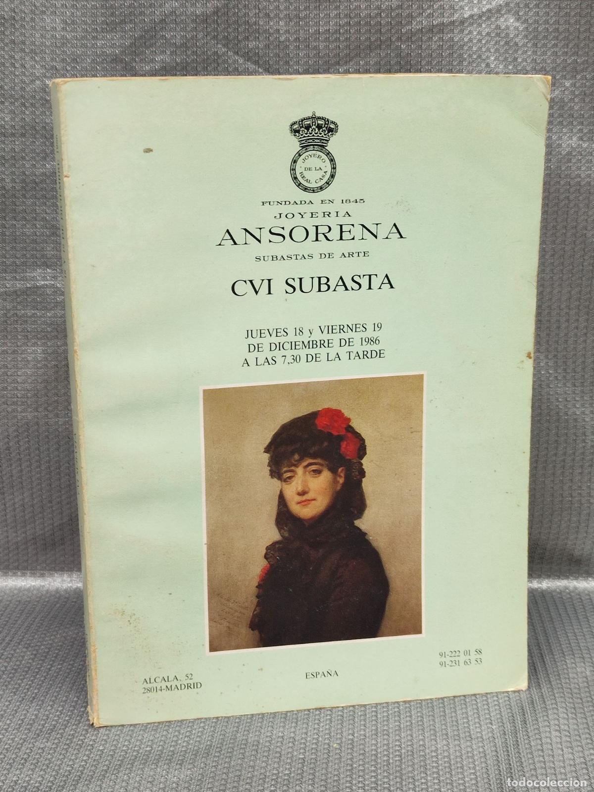 Arte: JOYERIA ANSORENA. MADRID. CATALOGO SUBASTA CVI, DIC. 1986.