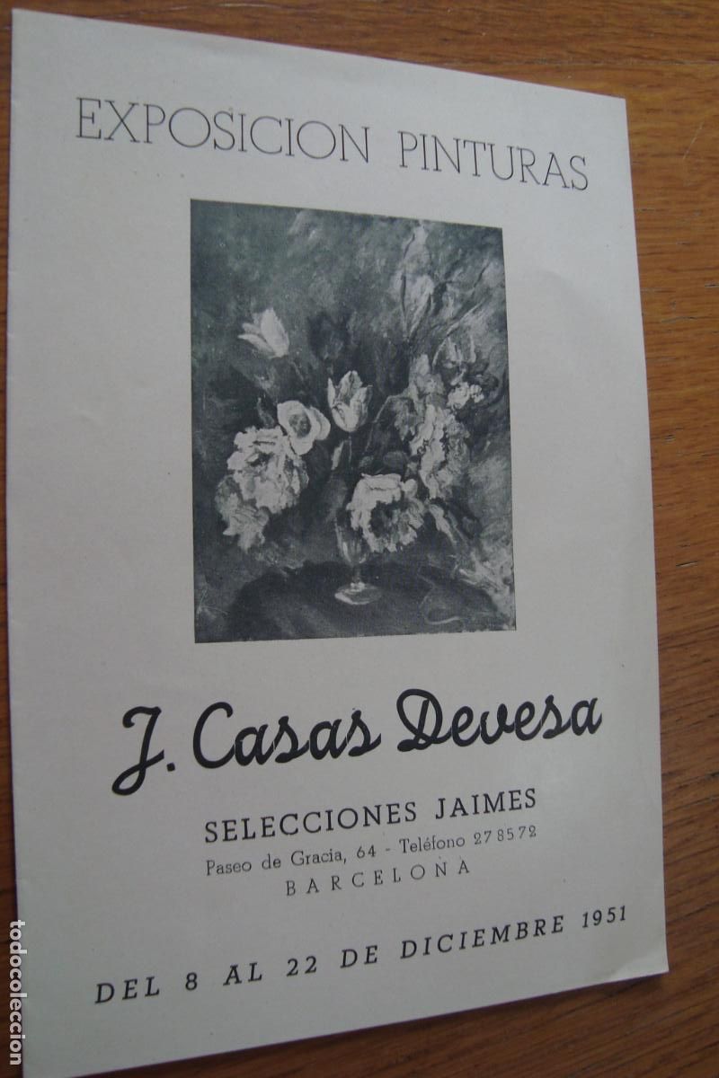 Arte: DIPTICO EXPOSICION PINTURAS J. CASAS DEVESA. SELECCIONES JAIMES. BARCELONA 1951