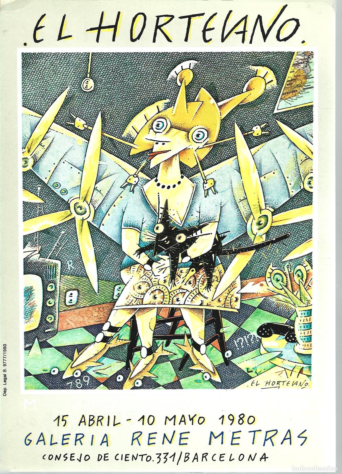 Arte: LA MOVIDA MADRILE&Ntilde;A-EL HORTELANO CARTULINA INVITACION A LA INAUGURACION EN GALERIA RENE METRAS 1980