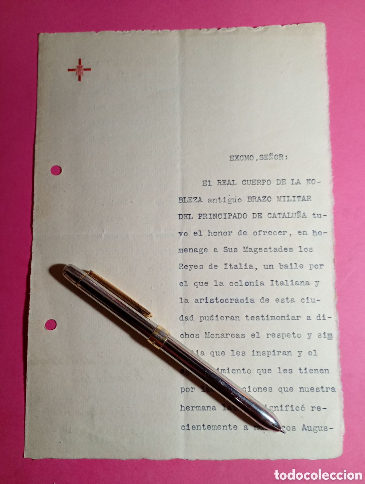 Arte: PETICI&Oacute;N 1924 A PDTE. DIPUT. BARCELONA SALONES PARA BAILE REYES ITALIA POR PARTE REAL CUERPO NOBLEZA