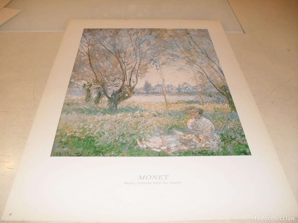 Arte: BELLISIMA REPRODUCCION,LAMINA N&ordm; 4,MUJER SENTADA BAJO LOS SAUCES,DE MONET