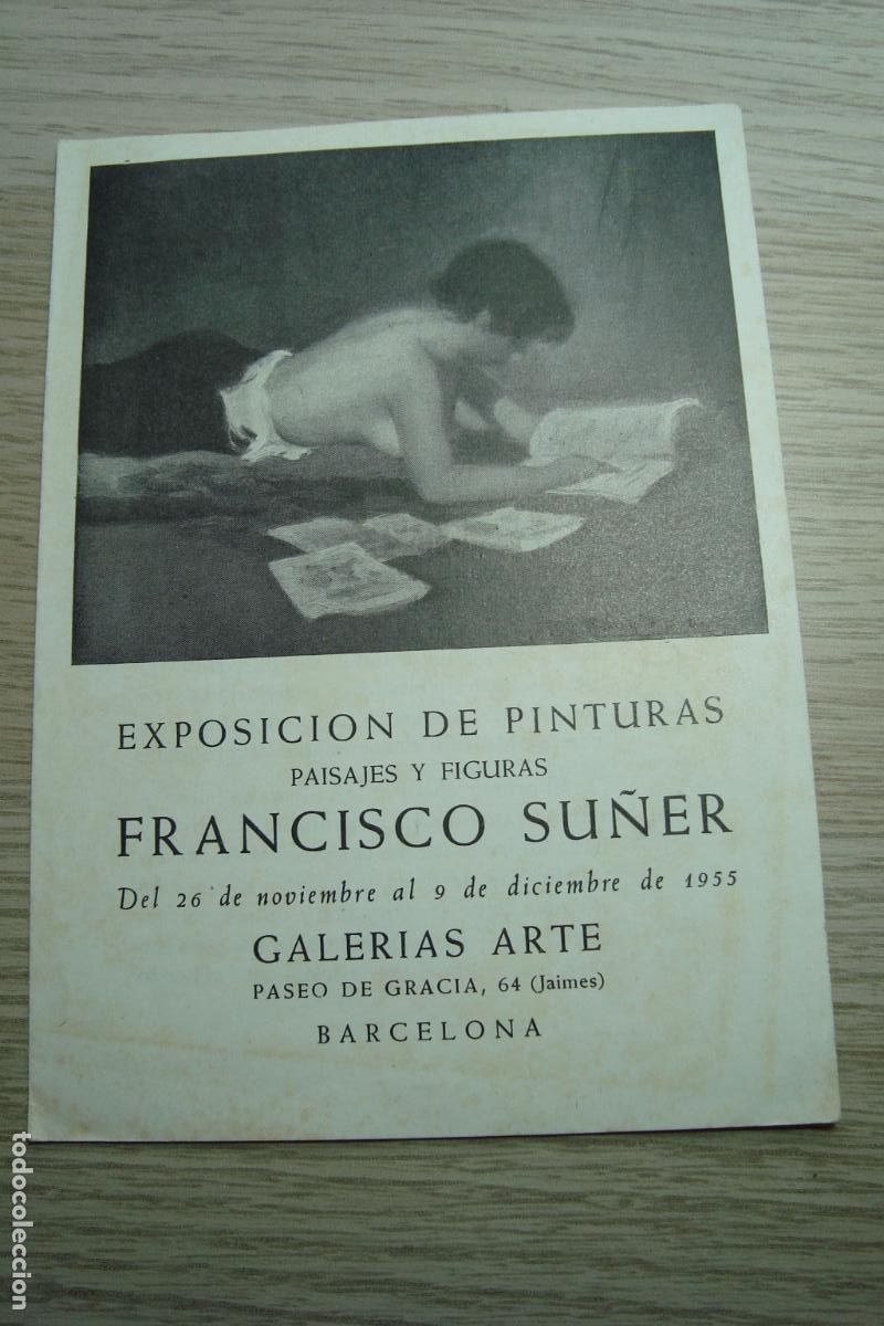 Arte: DIPTICO EXPOSICION PINTURAS FRANCISCO SU&Ntilde;ER. GALERIAS ARTE BARCELONA 1955.