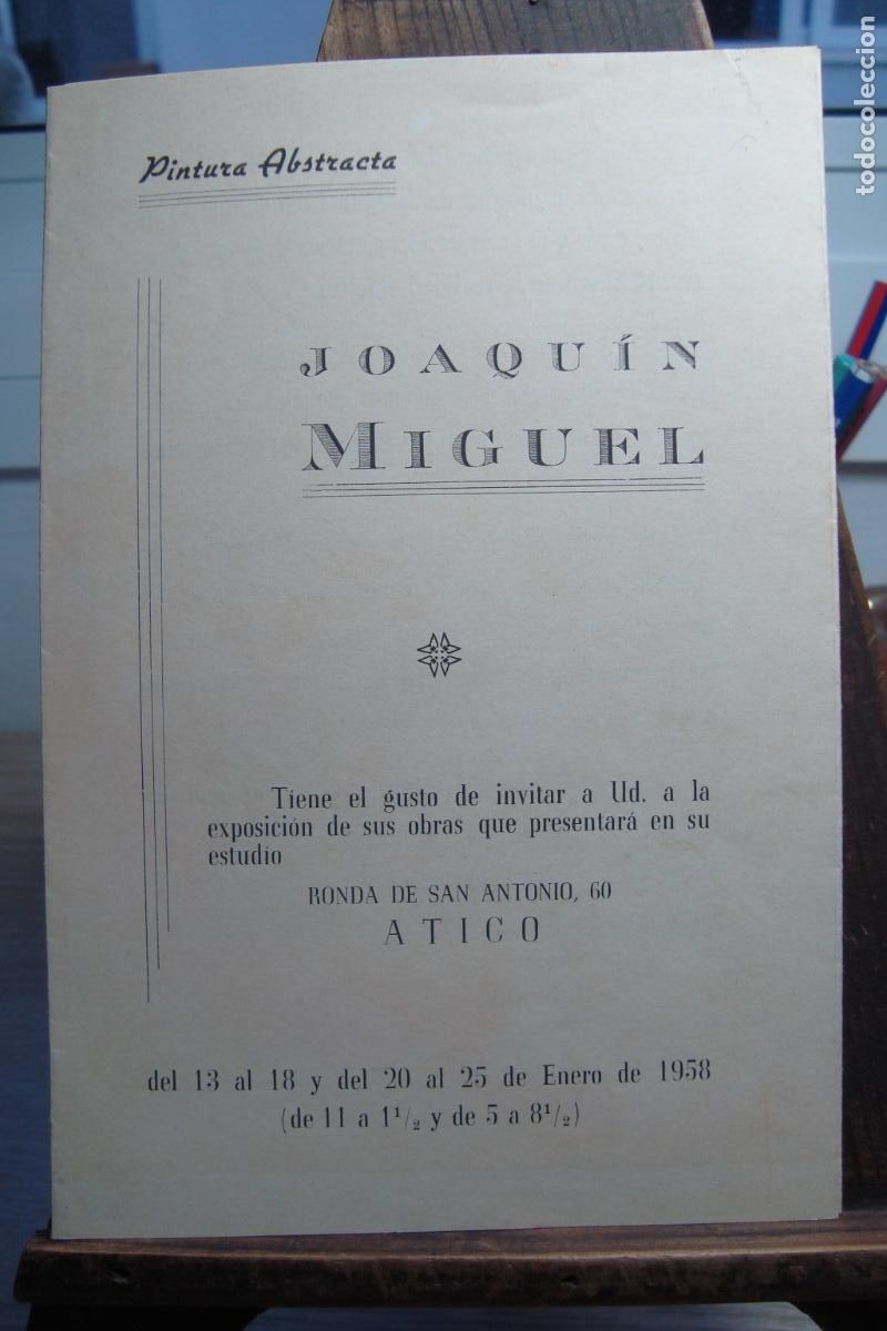 Arte: EXPOSICION PINTURA ABSTRACTA JOAQUIN MIGUEL. ATICO BARCELONA 1958.