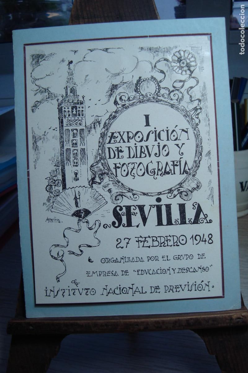 Arte: ANTIGUO MINI CARTEL. I EXPOSICION DIBUJO Y FOTOGRAFIA SEVILLA 1948. DIBUJO PEPE FLORES.
