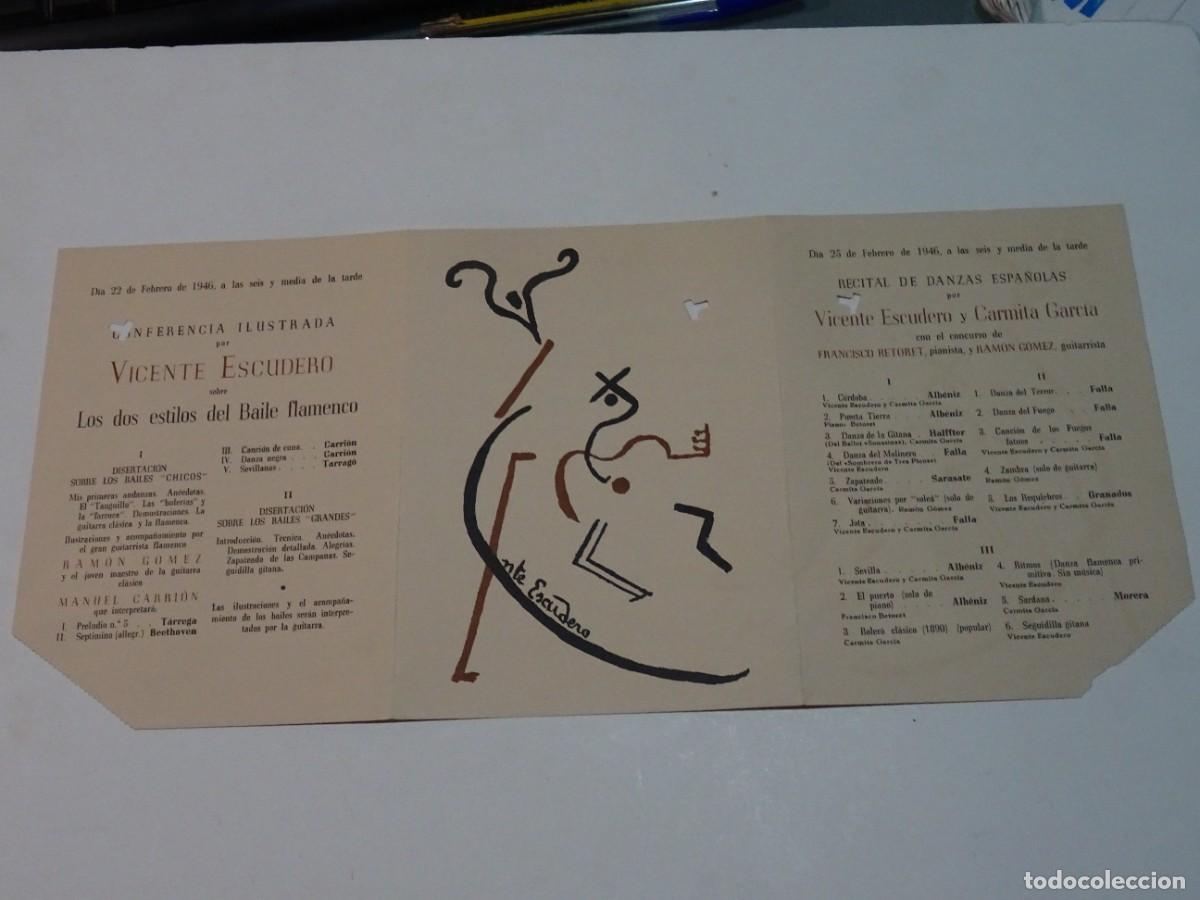 Arte: Entrada / Funci&oacute;n en Honor de Vicente Escudero 1946 sobre Los dos estilos de baile flamenco