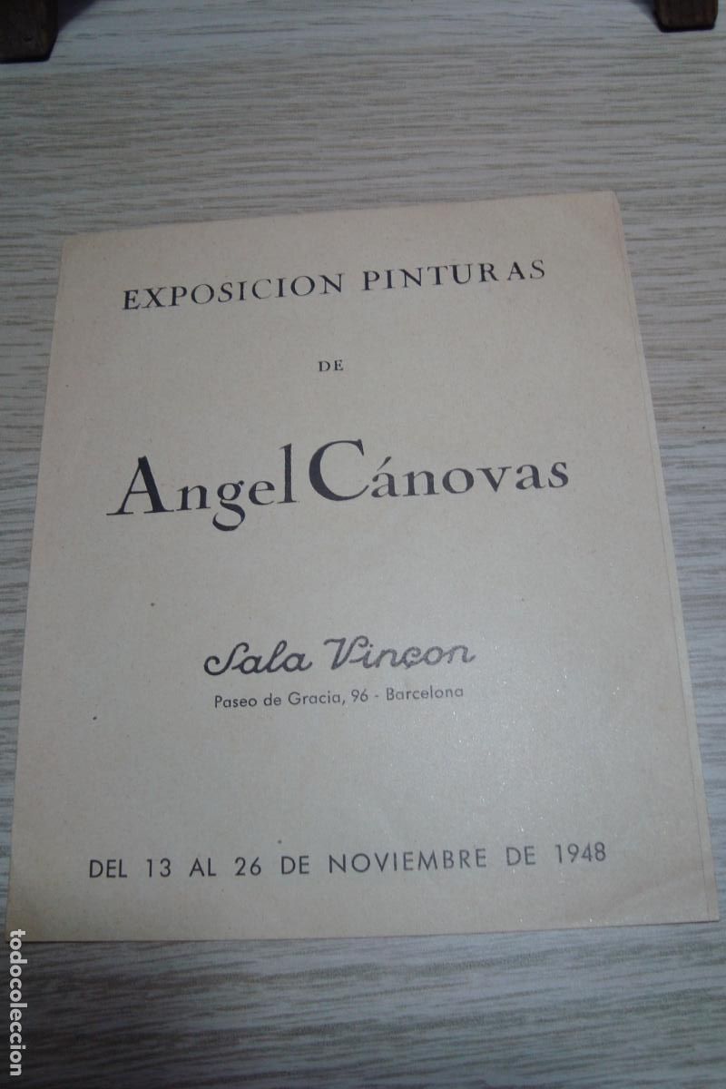 Arte: DIPTICO EXPOSICION ANGEL CANOVAS. SALA VIN&Ccedil;ON BARCELONA 1948.