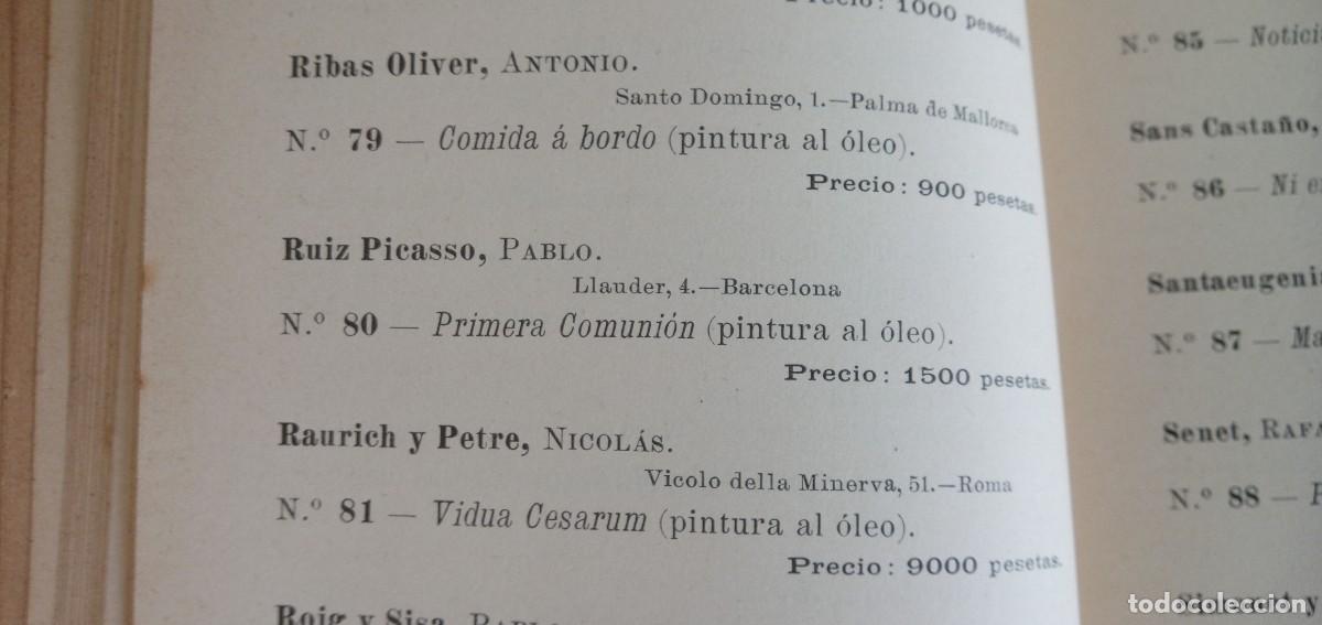 Arte: cat&aacute;logo exposici&oacute;n bellas artes 1896 primera participaci&oacute;n de Picasso con cuadro Primera Comuni&oacute;n